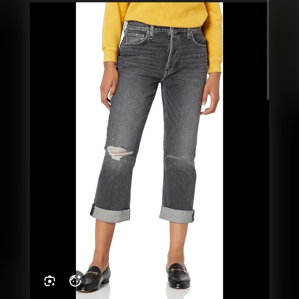 Hudson Thalia Loose Fit Jeans Dark Gray Cropped Women's Jeans
